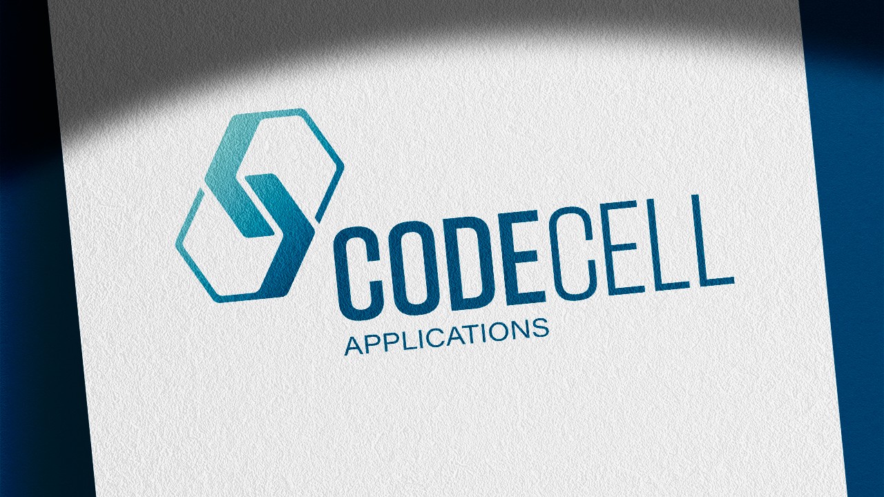 Das Logo von CodeCell Applications auf einem weißem Stück Papier